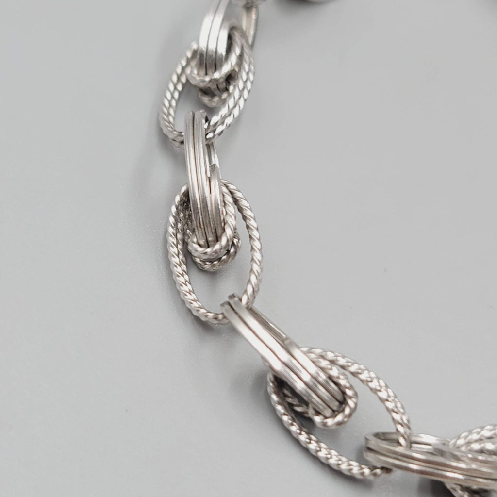 Vintage Bracelet Textured Silver tone Links 7.25"