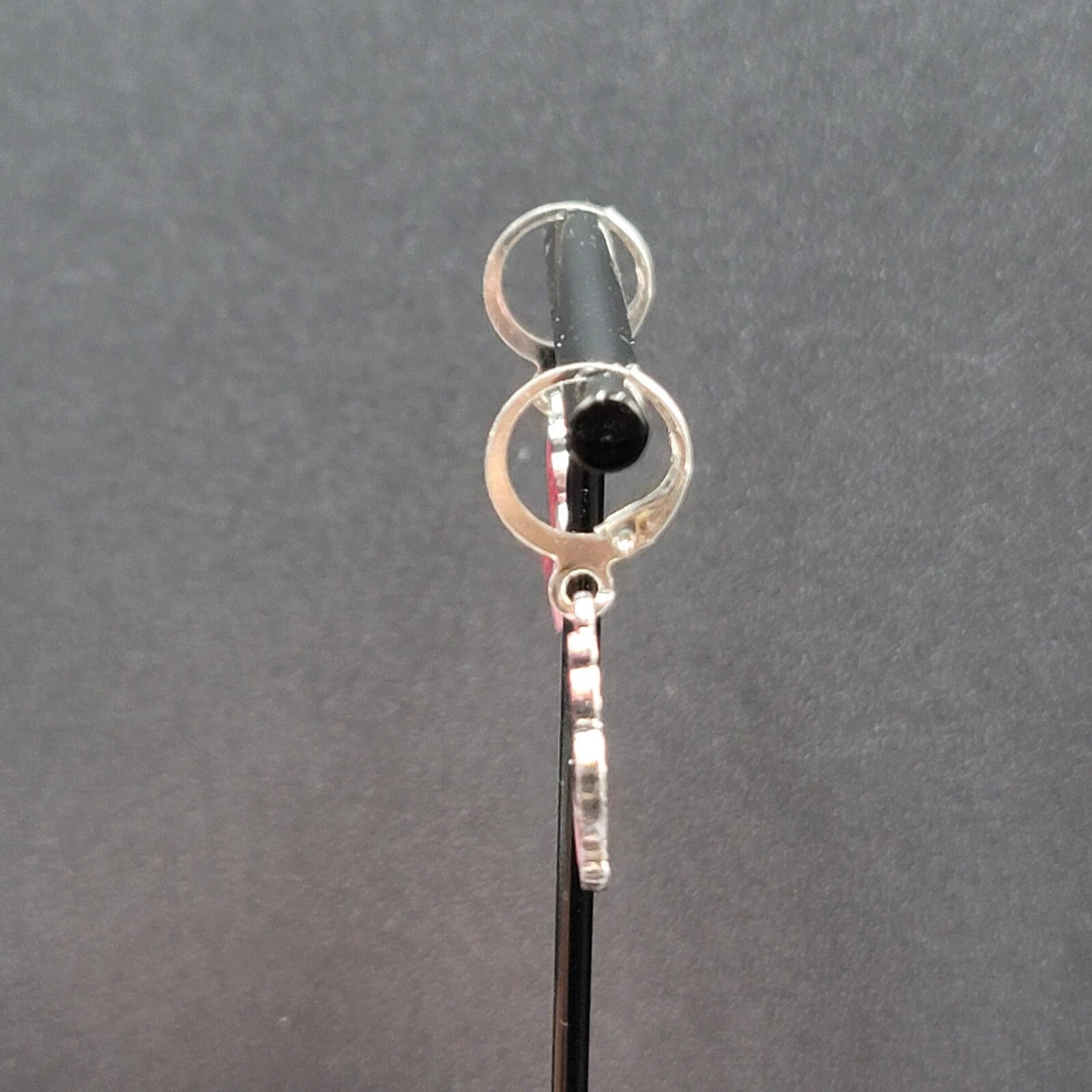Pierced Earrings Silver tone Pink Butterfly Dangle 3/4"