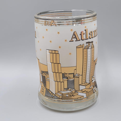 Atlanta Glass Coffee Mug Gold Black Frosted Souvenir