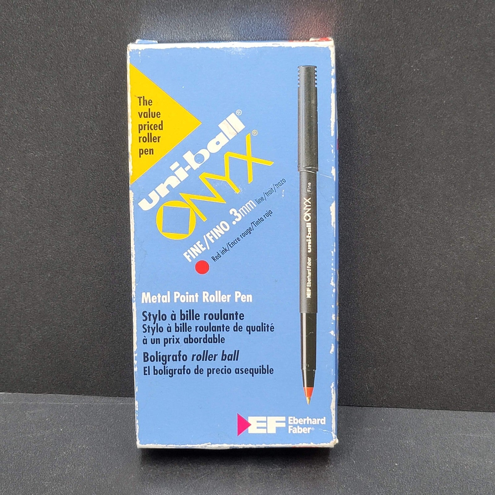 Uniball Red Onyx Rollerball Pens Fine Point Micro Tip 0.3 mm 10 Pack Japan Vtg