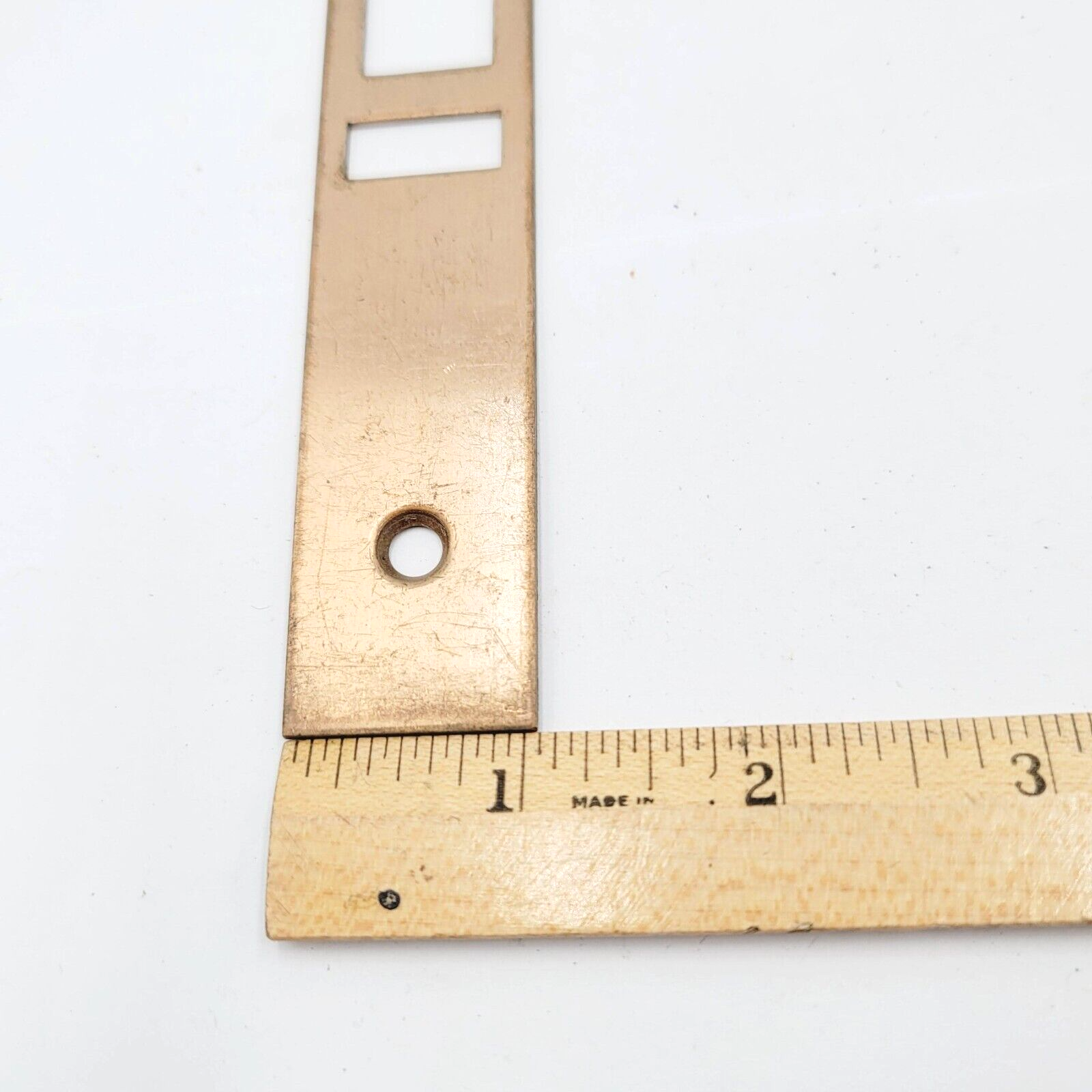 Antique Falcon Brass Door Strike Plate Single Only  Mortise 8" x 1" Reclaimed