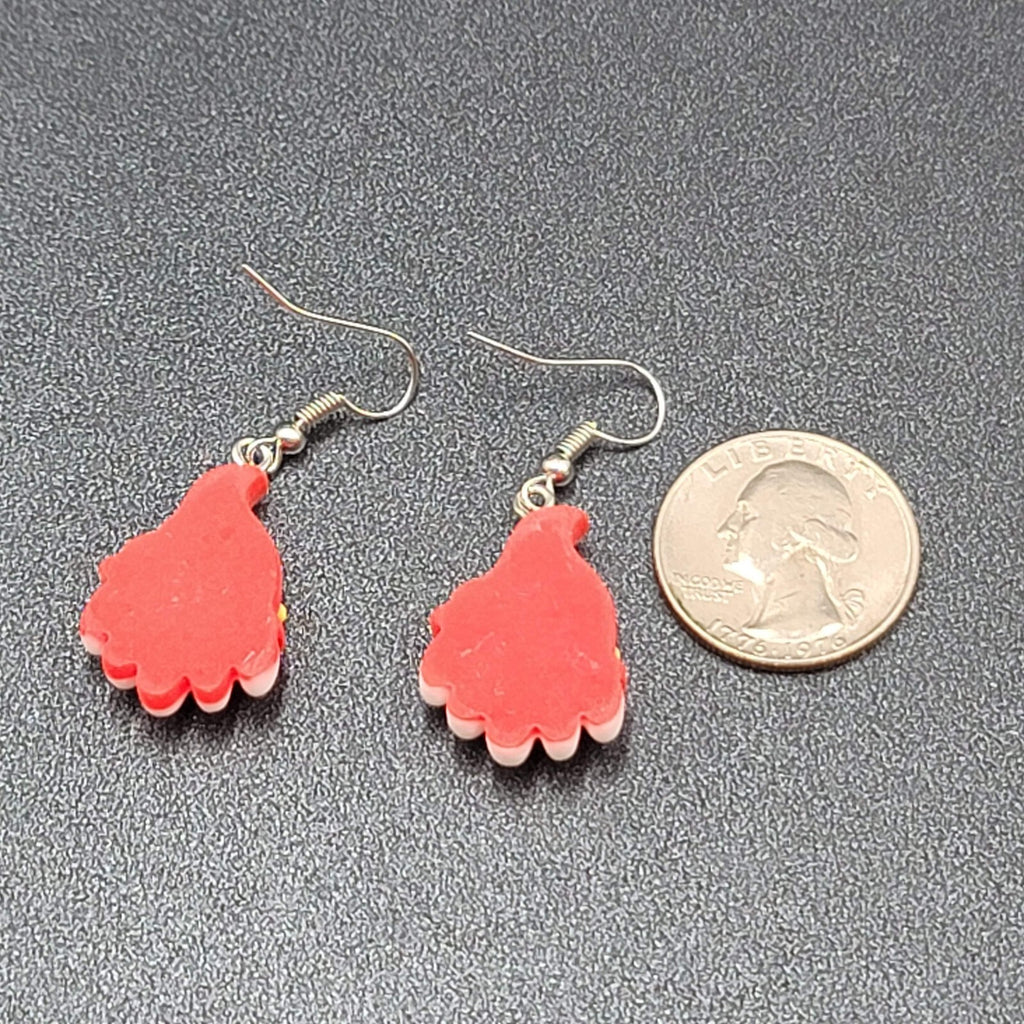 Gnome Christmas Pierced Earrings Puffy 3D Dangle 1 1/8"