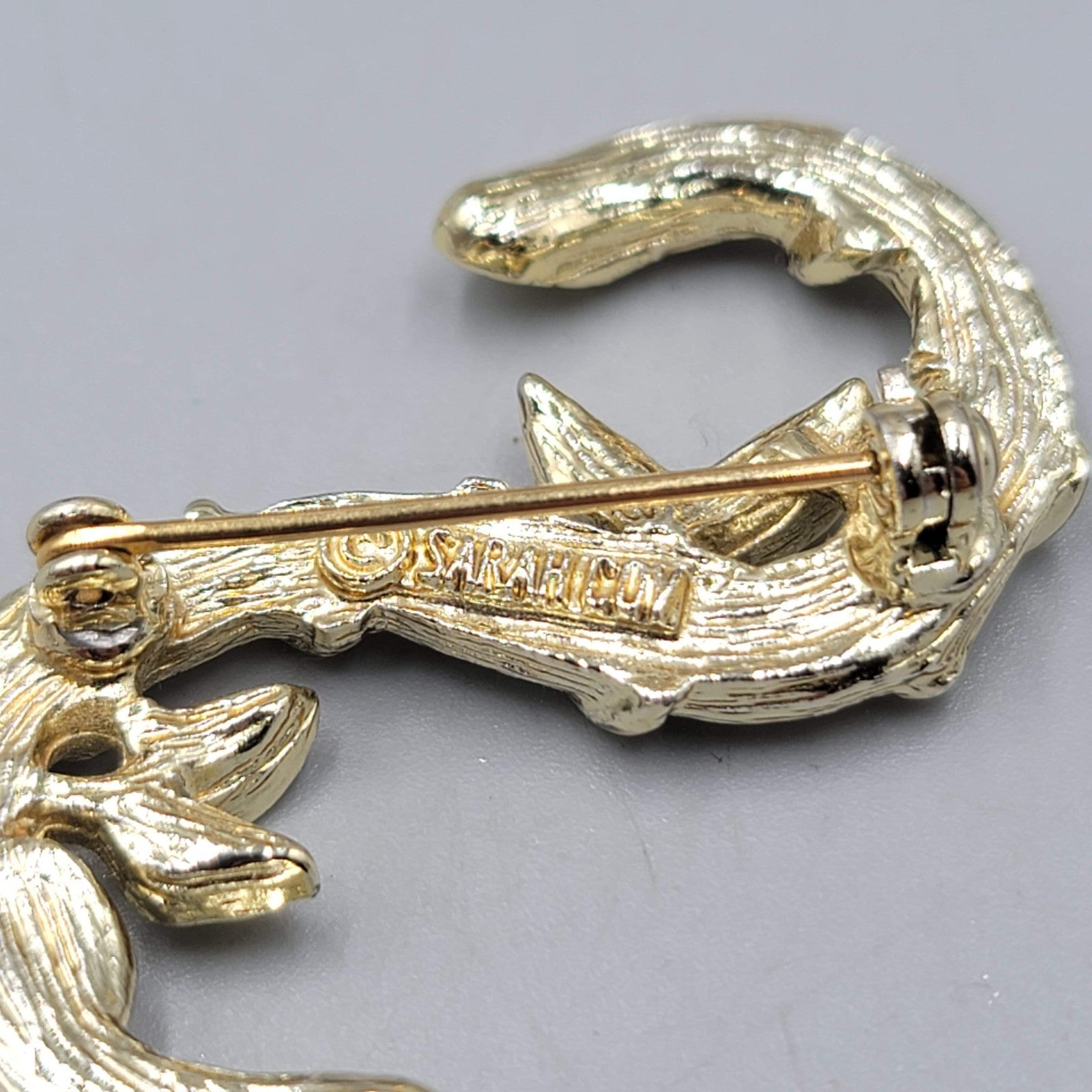 Vintage Sarah Cov Letter S Brooch Gold tone 1.75"