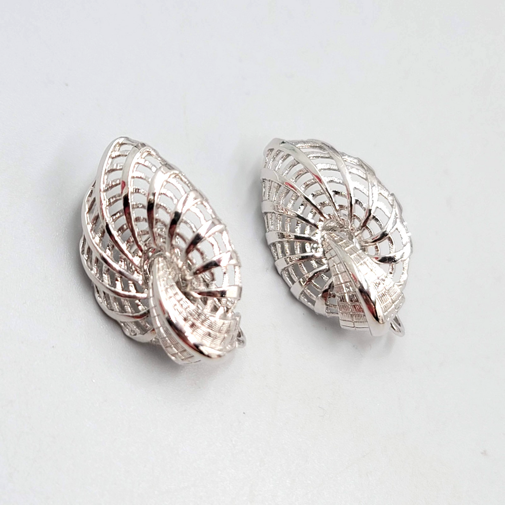 Vintage Judy Lee Clip on Earrings Filigree Silver tone Climber 1 1/8"