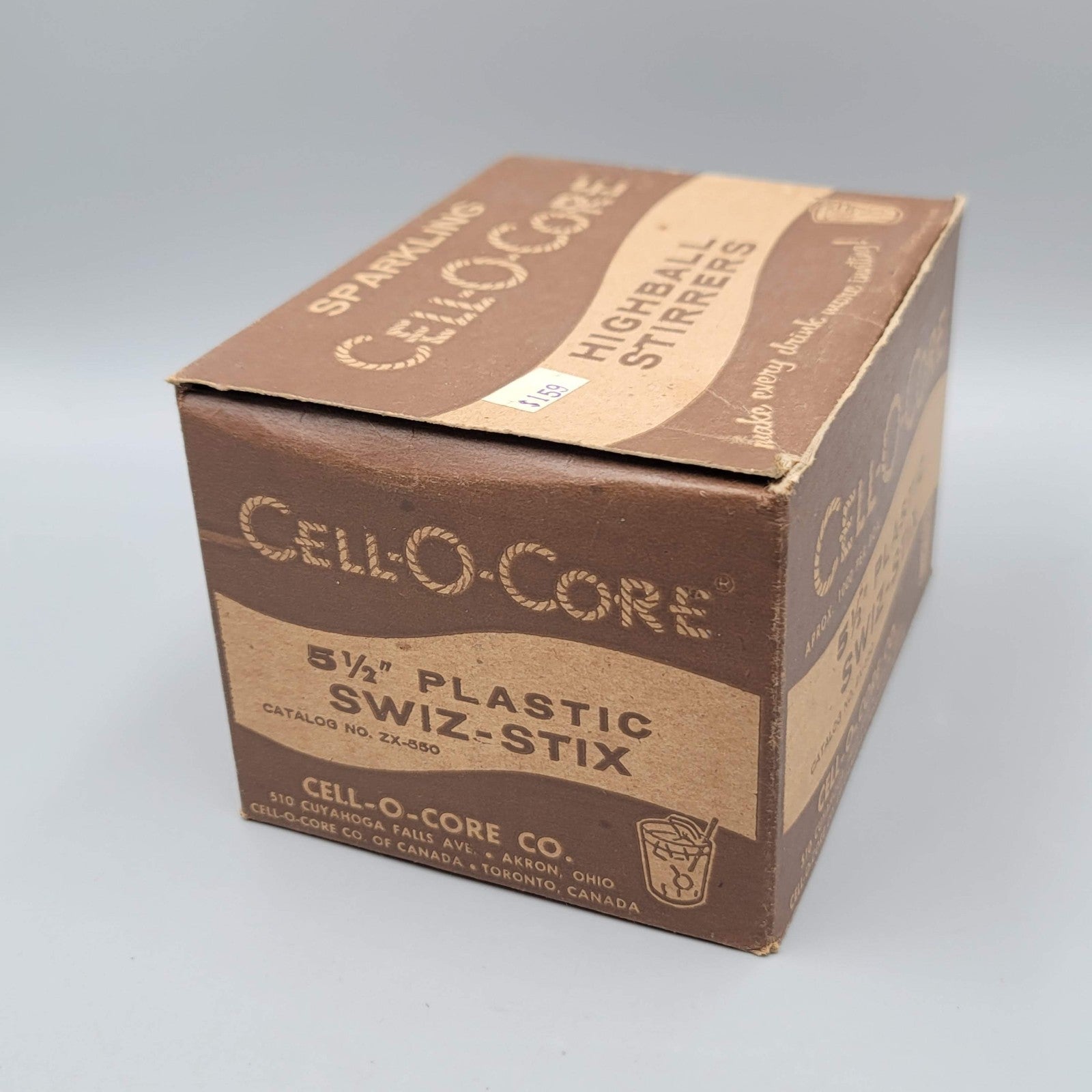 Vintage Bar Ware Box Cell-O-Core Stir Straws Multicolor 5.5" Approx 1000 NOS '63