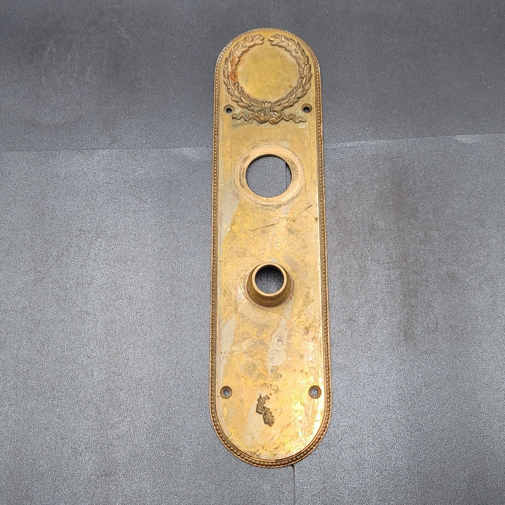 Antique Bronze Door Knob Back Plate Exterior Salvage Hardware RH Co 12"