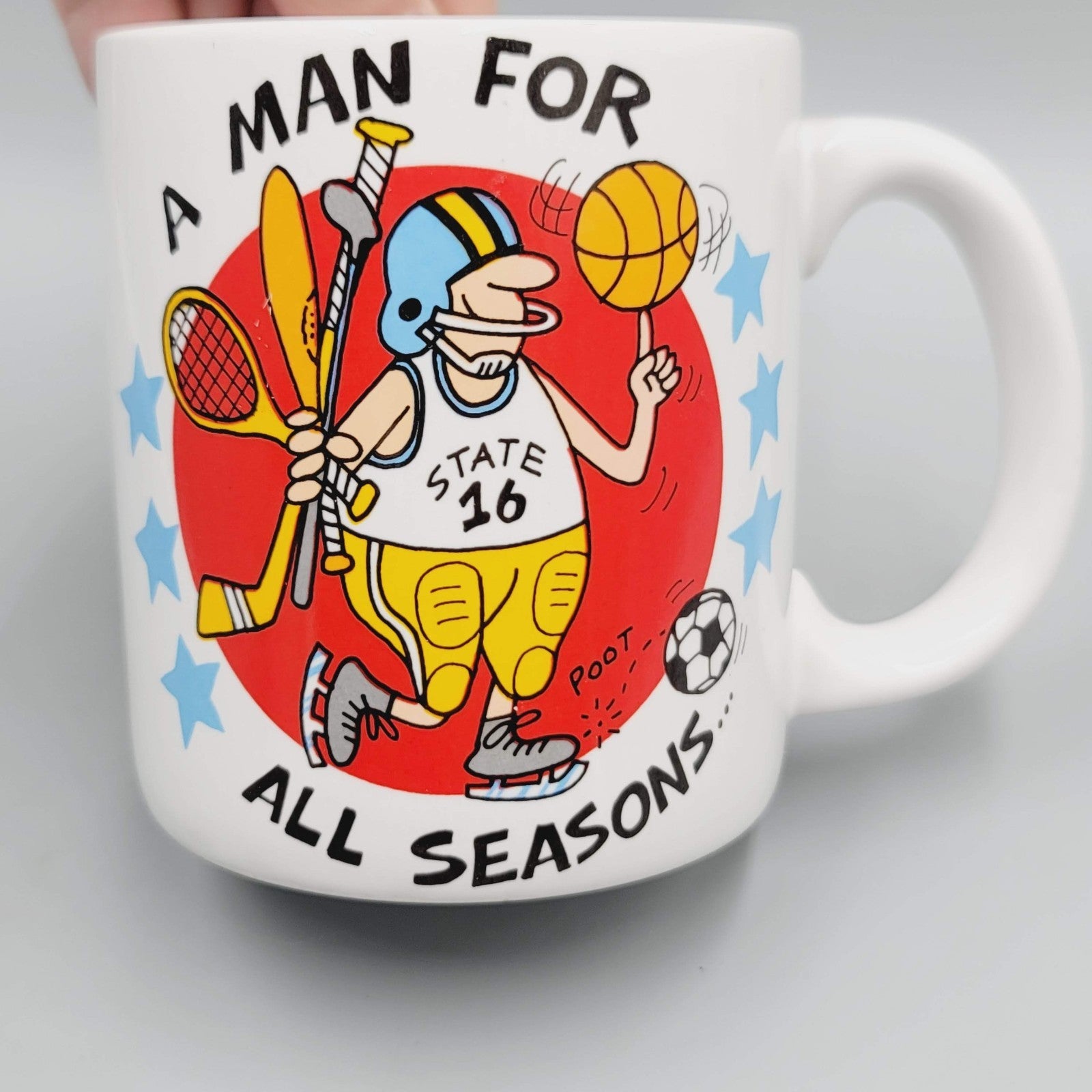 Vintage Funny Sports Coffee Mug A Man for all Seasons American Greetings Stonewa