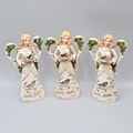 Lot of 3 Adler White Woodland Angel Bluebirds 4 3/4" Bird Christmas Ornament 