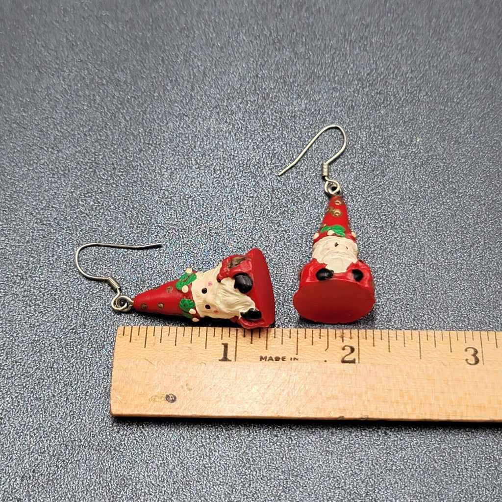 Vintage Santa Claus Pierced Earrings Resin Dangle 1.25"