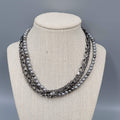 Black Metal Chains Gray Faux Pearl Necklace  Multi Strand 16"-19"
