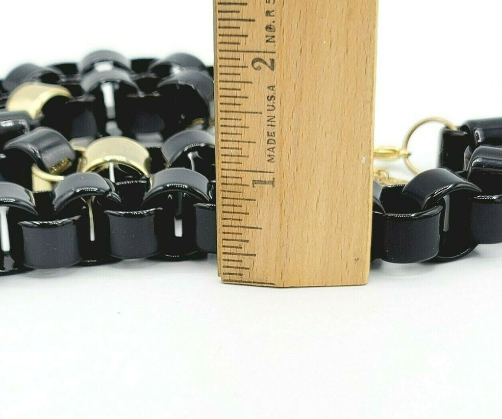 Coldwater Creek Black and Gold Plastic Link Necklace 20 in Bracelet 8 in