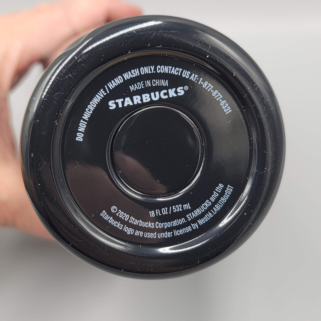 Starbucks Metal Tumbler Black Green Mermaid Logo Secure Sliding Top 18 oz
