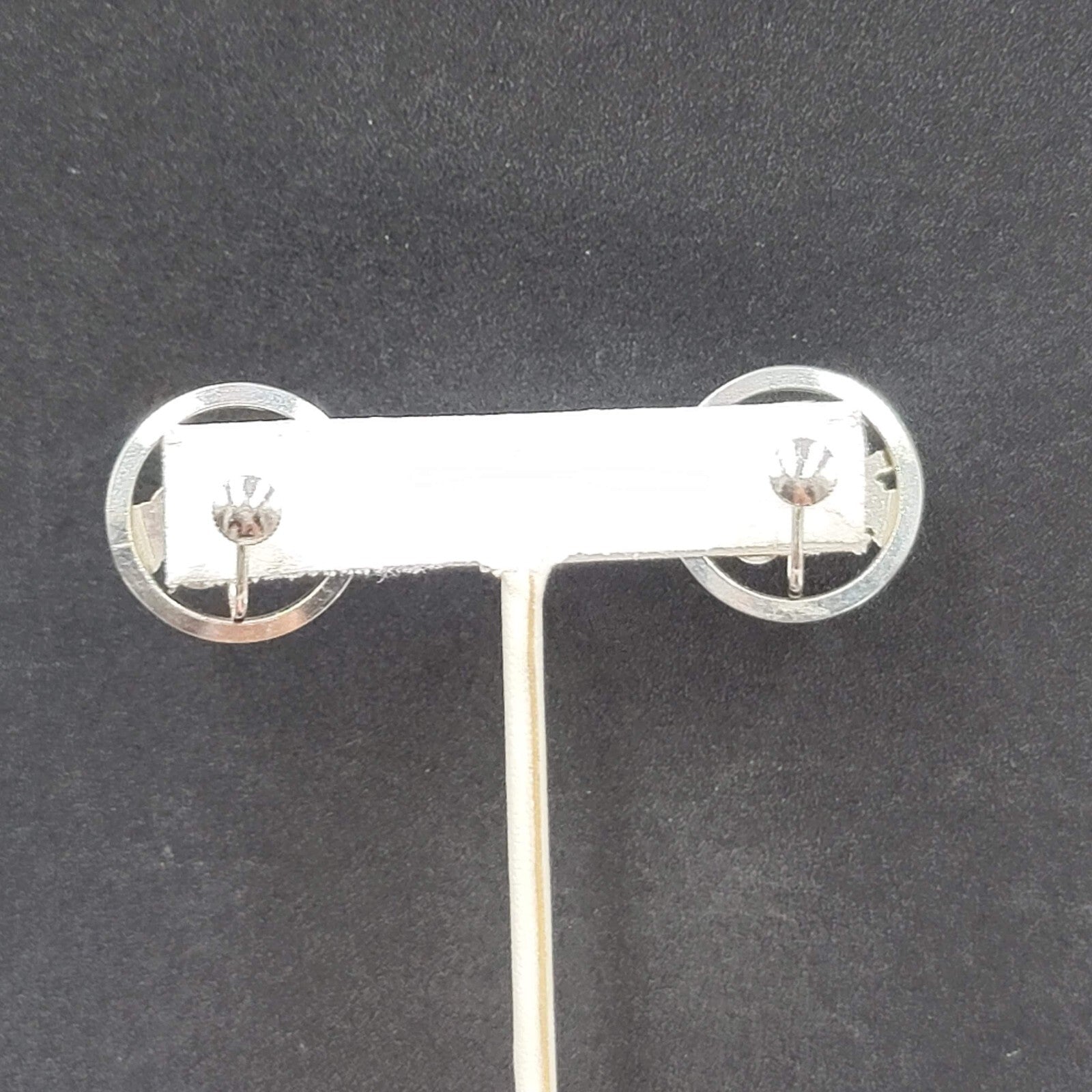 Vintage Clip on Earrings Silver tone Antique Car 3D Circle Screw Back 1"