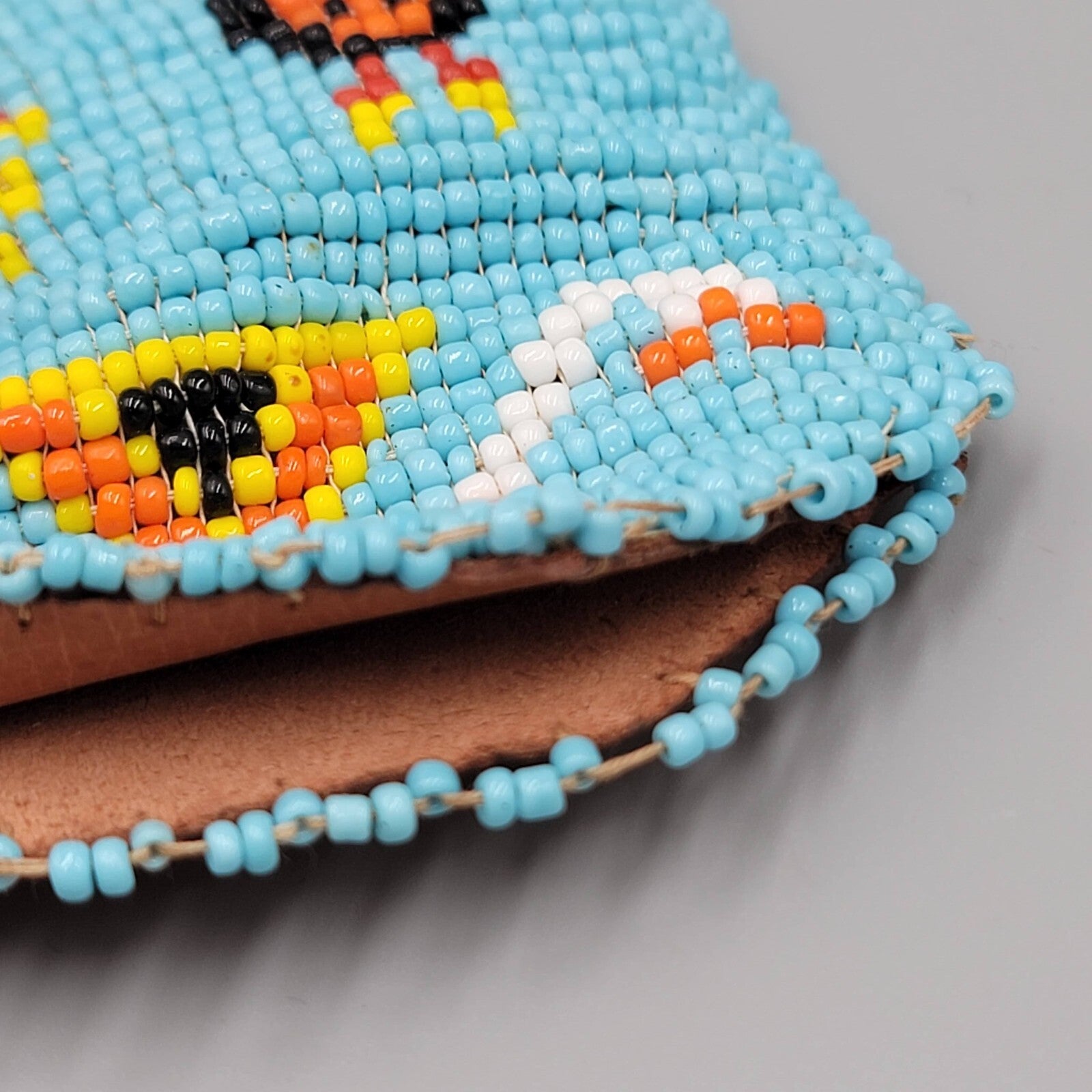 Vtg Native American Seed Bead Sunglass Eye Glass Case Holder Leather