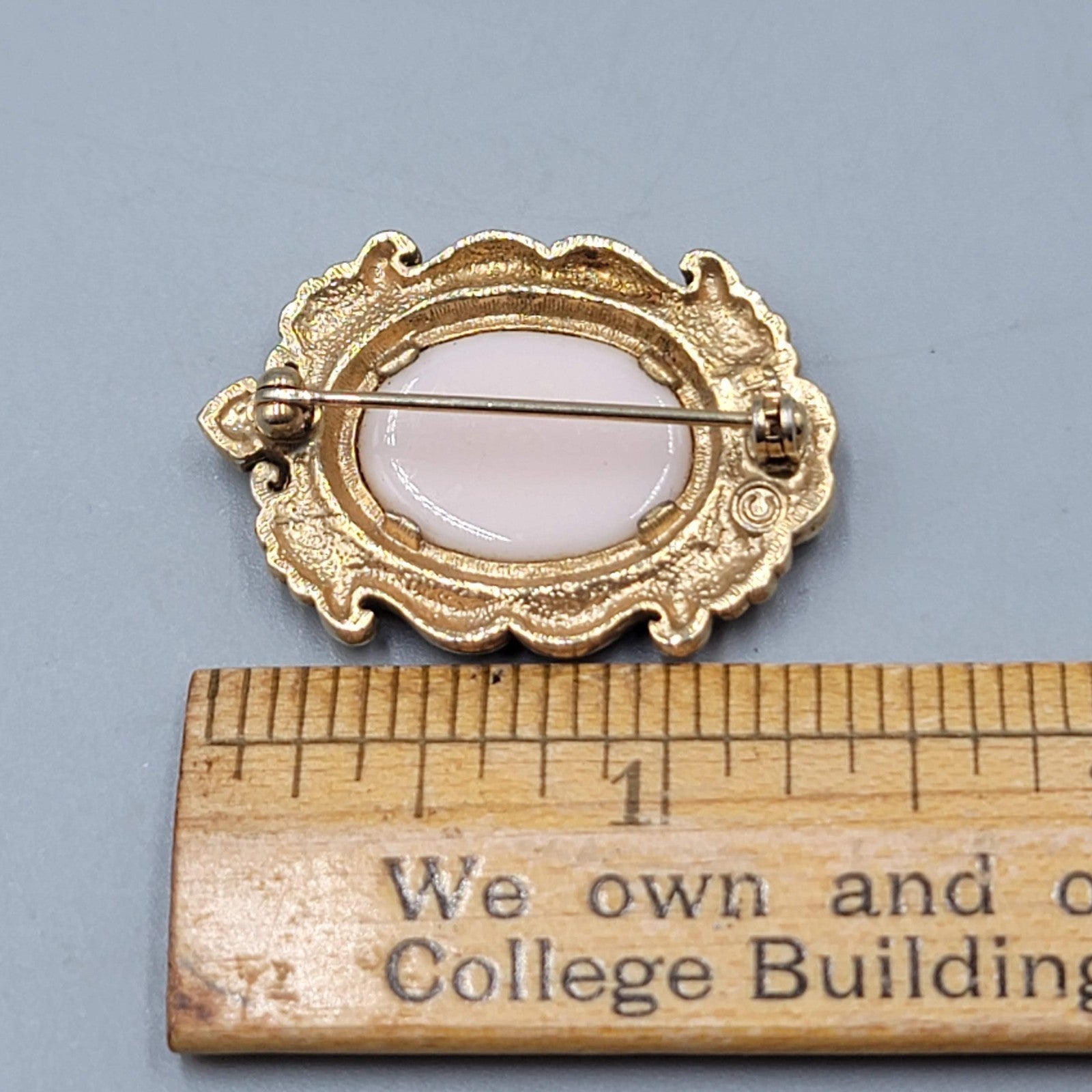 Vintage Sarah Cov Rose Cameo Brooch Gold tone 1.25 in