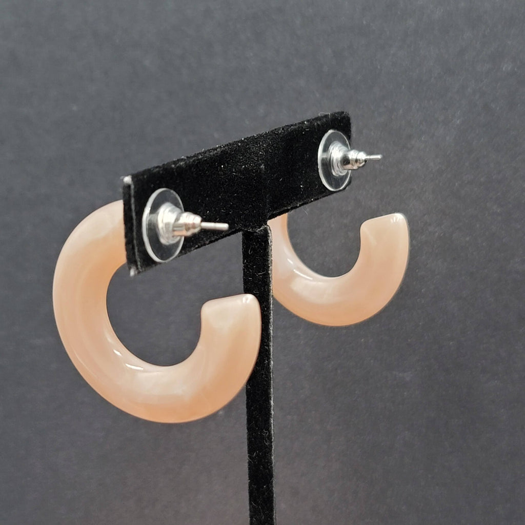 Pierced Earrings Lightweight Acrylic Marbled Round Hoops 1.25"