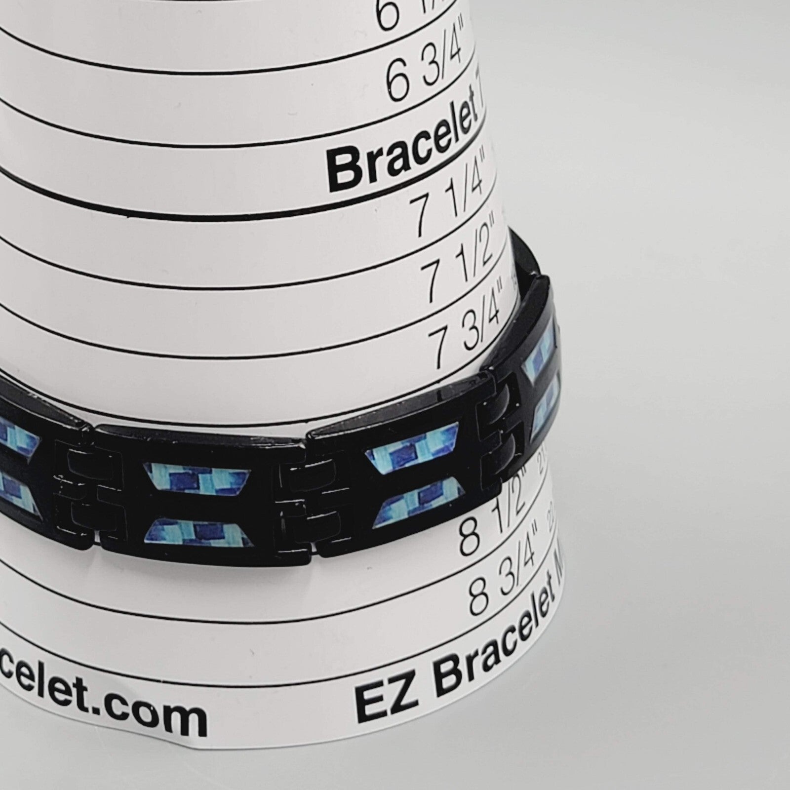 Mens Bracelet Black Metal Blue Accented Magnet on Inside 8 in