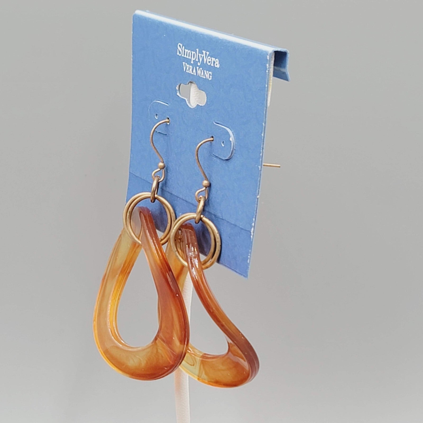 Simply Vera Pierced Earrings Tortoise Wavy Open Dangle Dangle Statement 2"