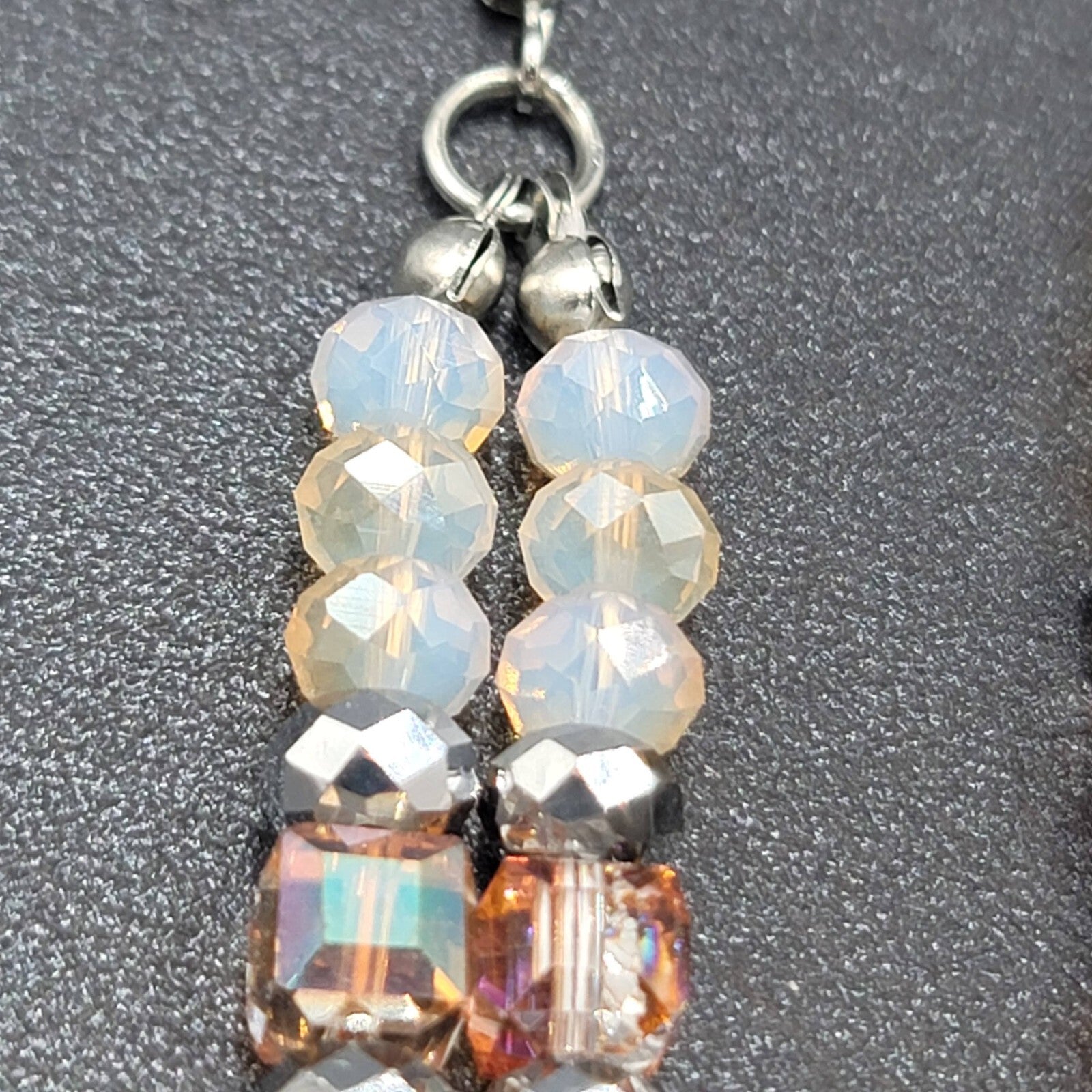 Pierced Earrings Multicolor Faceted Crystal Bead Dangle 3"