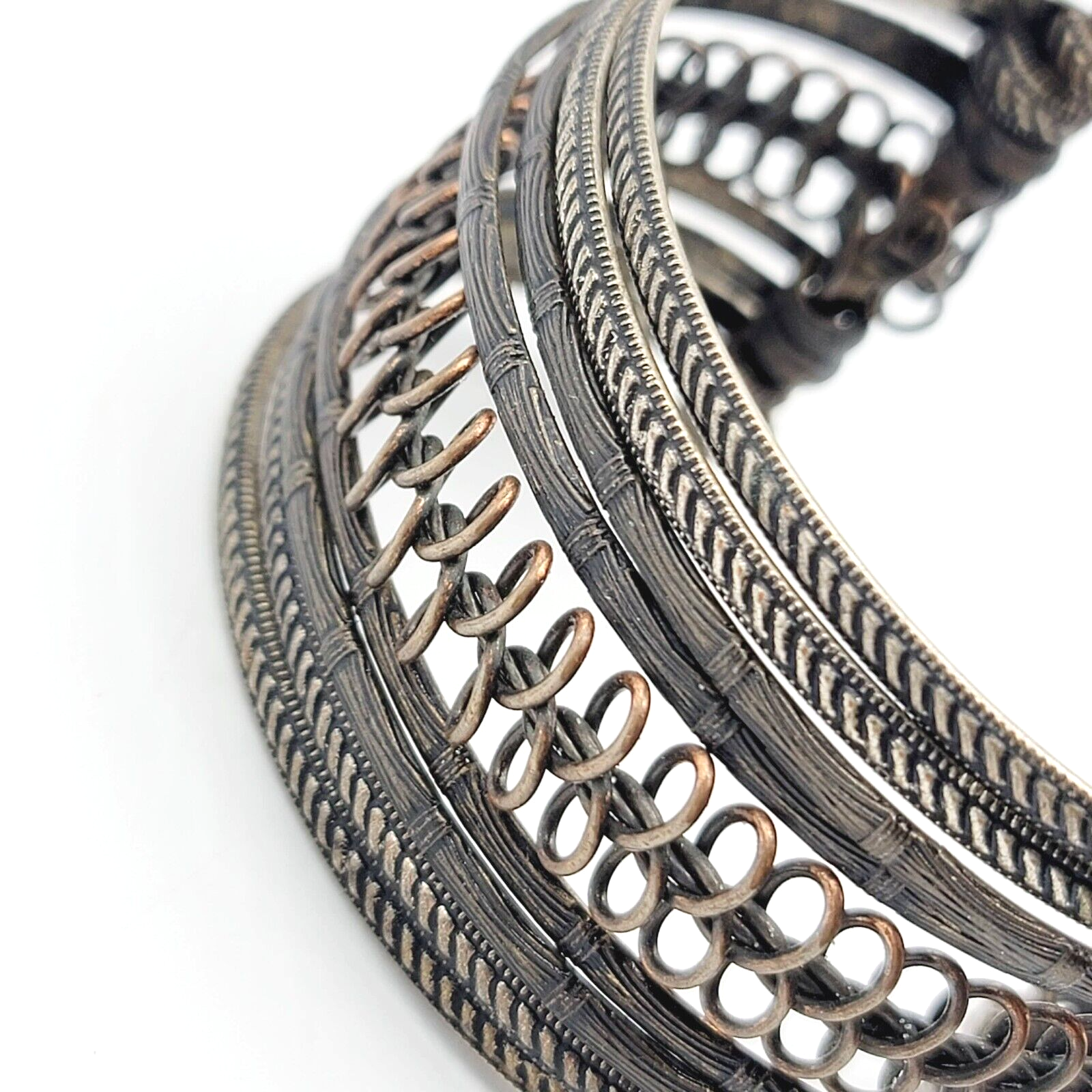 Metal Wire Cuff Bracelet Bronze tone Boho Ethnic