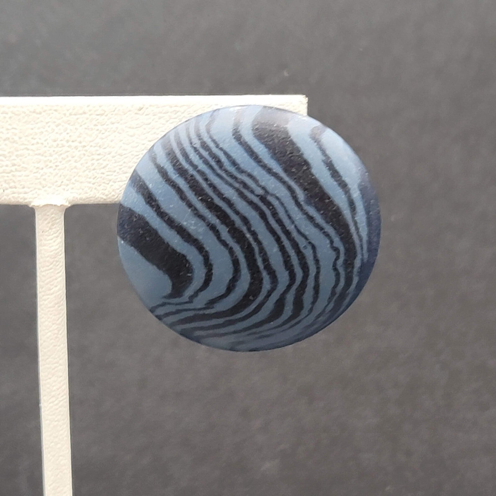 Vintage Pierced Earrings Blue Black Swirl Disc Drop 1.25"