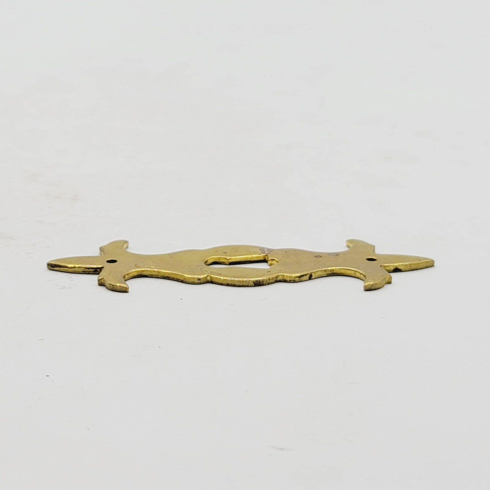 Vintage Brass Ornate Skeleton Key hole Escutcheon Salvage 3 1/2" x 1 3/16"