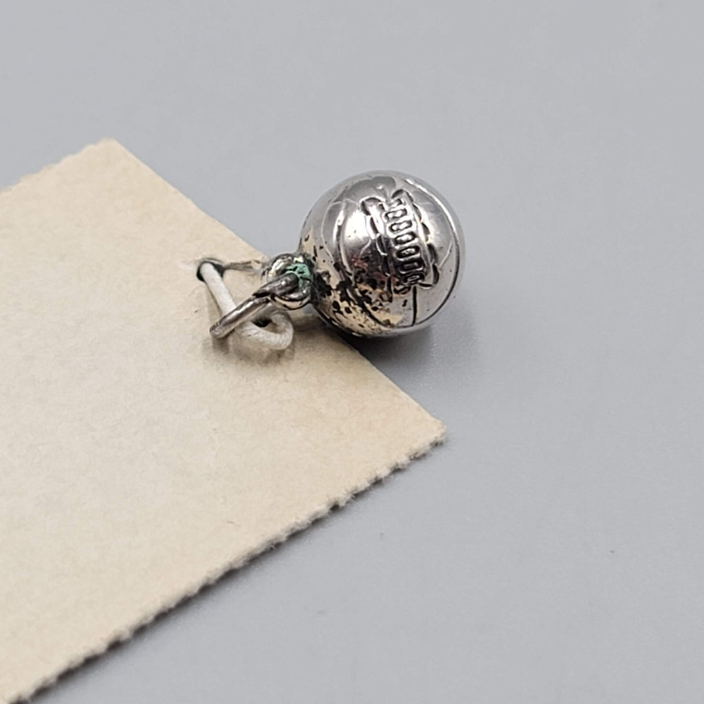 Small Basketball Vintage Sterling Silver Bracelet Charm Pendant 3/8"