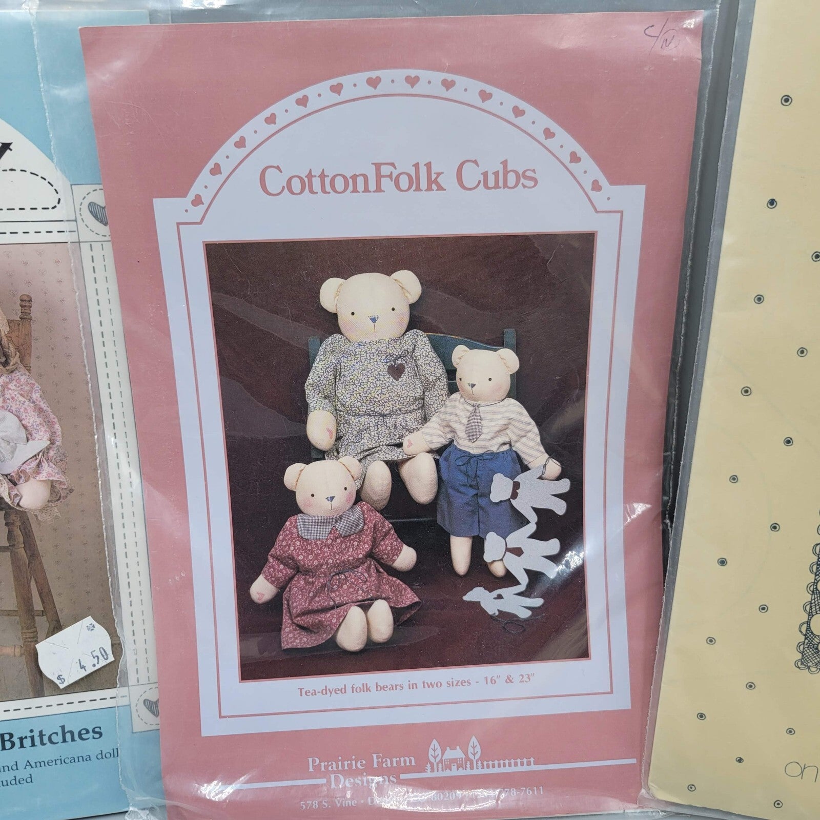 Vtg Lot of 5 Stuffed Animal Doll Sewing Patterns Cat Dog Bear Fabric Soft Body
