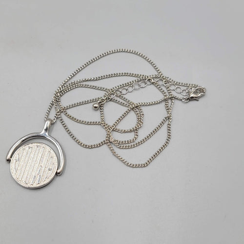 Amour Love SPINNER Pendant Necklace Silver Tone Long 30in Chain