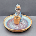 Vintage Folk Art Pottery Wizard Warlock Candle Holder Dish 7.5"