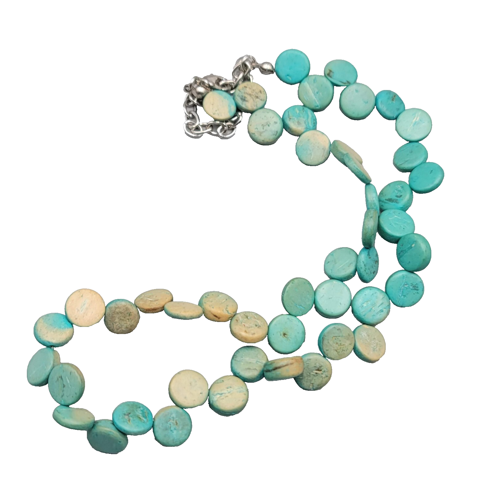 Vintage Coir Coconut Beads Necklace Blue Dyed Beach Theme 16"-18"