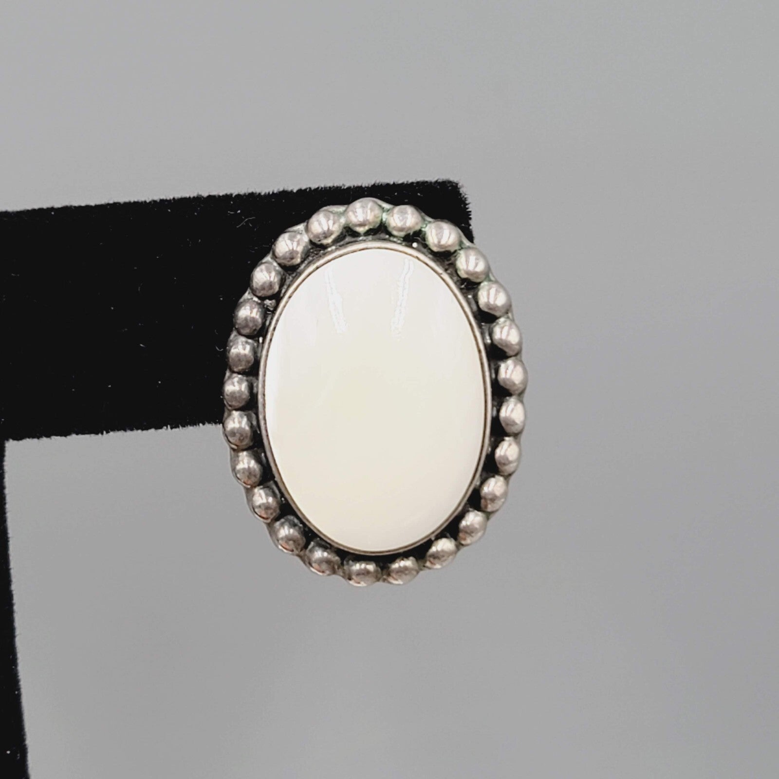 Vintage Signed ATI Mexico Sterling Silver MOP Pierced Earrings Mother of Pearl