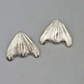 Vintage Embossed Pierced Earrings Silver tone Statement 80s 1.25"