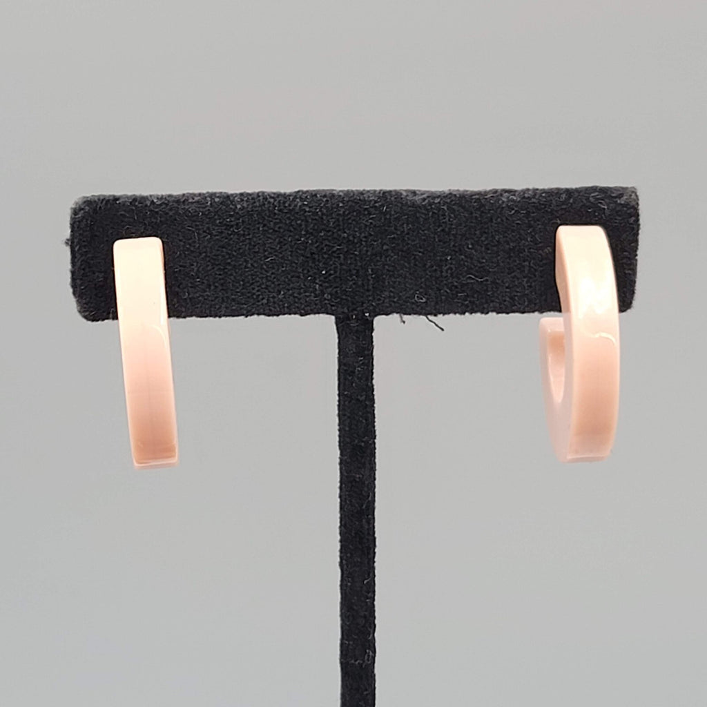 Vintage Mauve Pink Hoop Pierced Earrings Acrylic Drop Hoops 1"