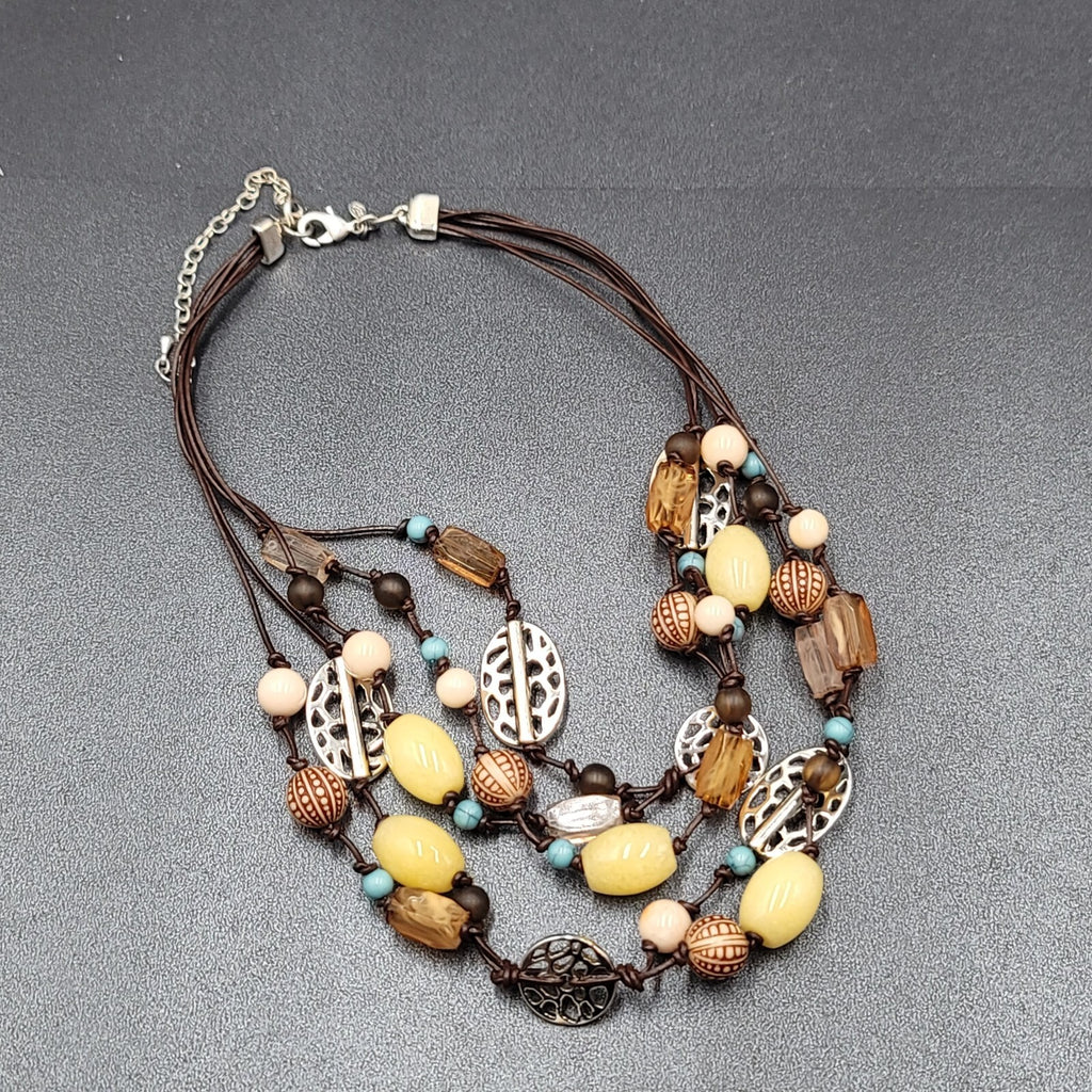 Premier Designs Del Monte Multi Strand Beaded Station Necklace 16"-20"