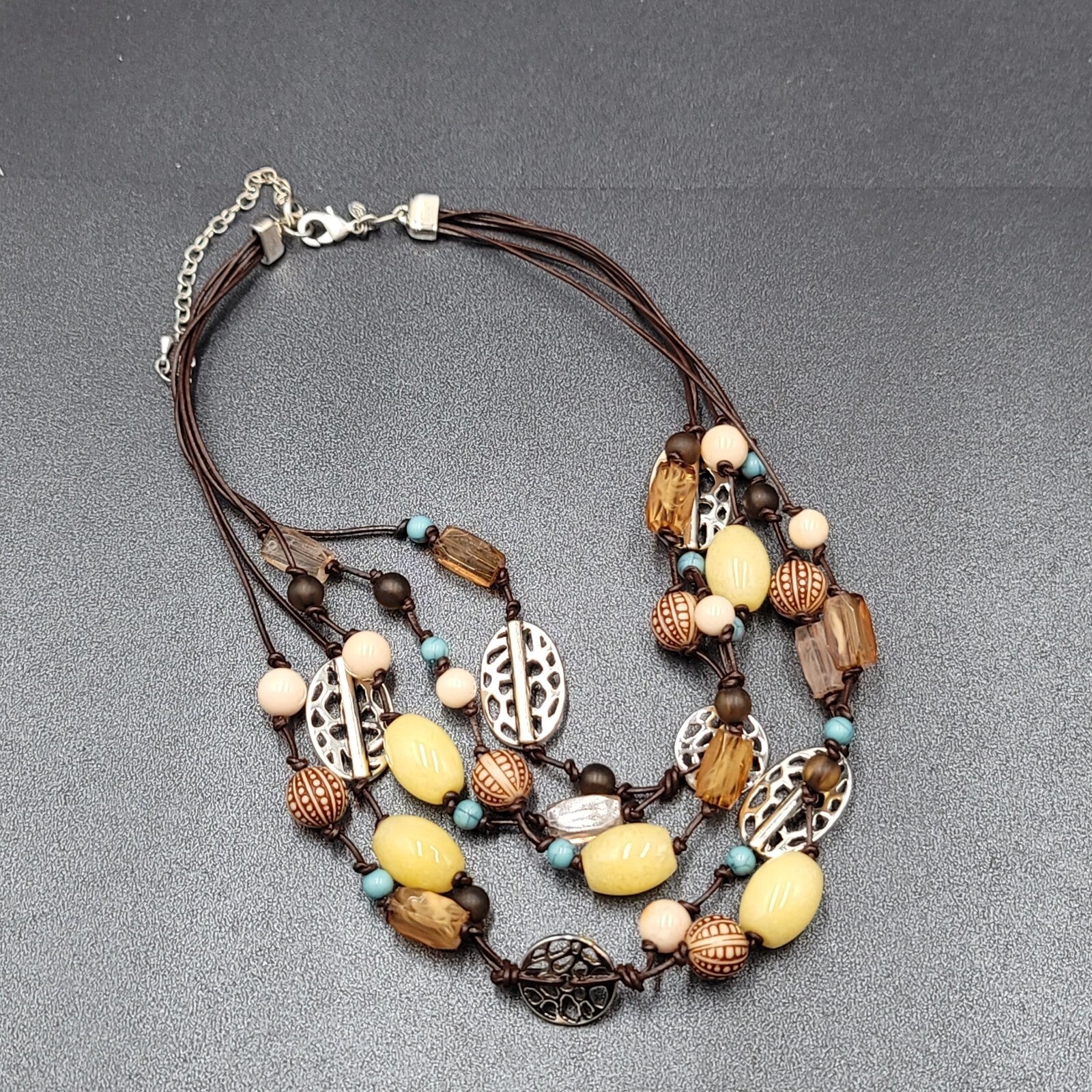Premier Designs Del Monte Multi Strand Beaded Station Necklace 16"-20"