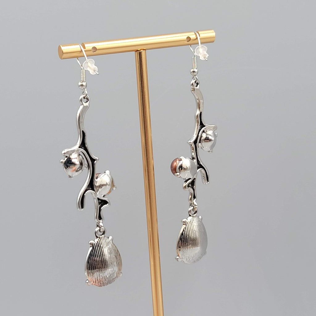 Multicolor Crystal Rhinestones Pierced Earrings Silver tone Dangle Long 2.75 in