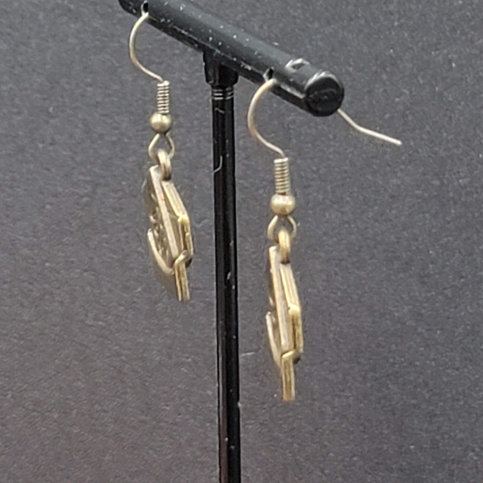 New I Love You Letter Pierced Earrings Bronze tone Dangle 3/4"