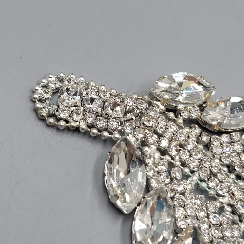 Crystal Rhinestone Applique Leaf 6.5" x 2.25"