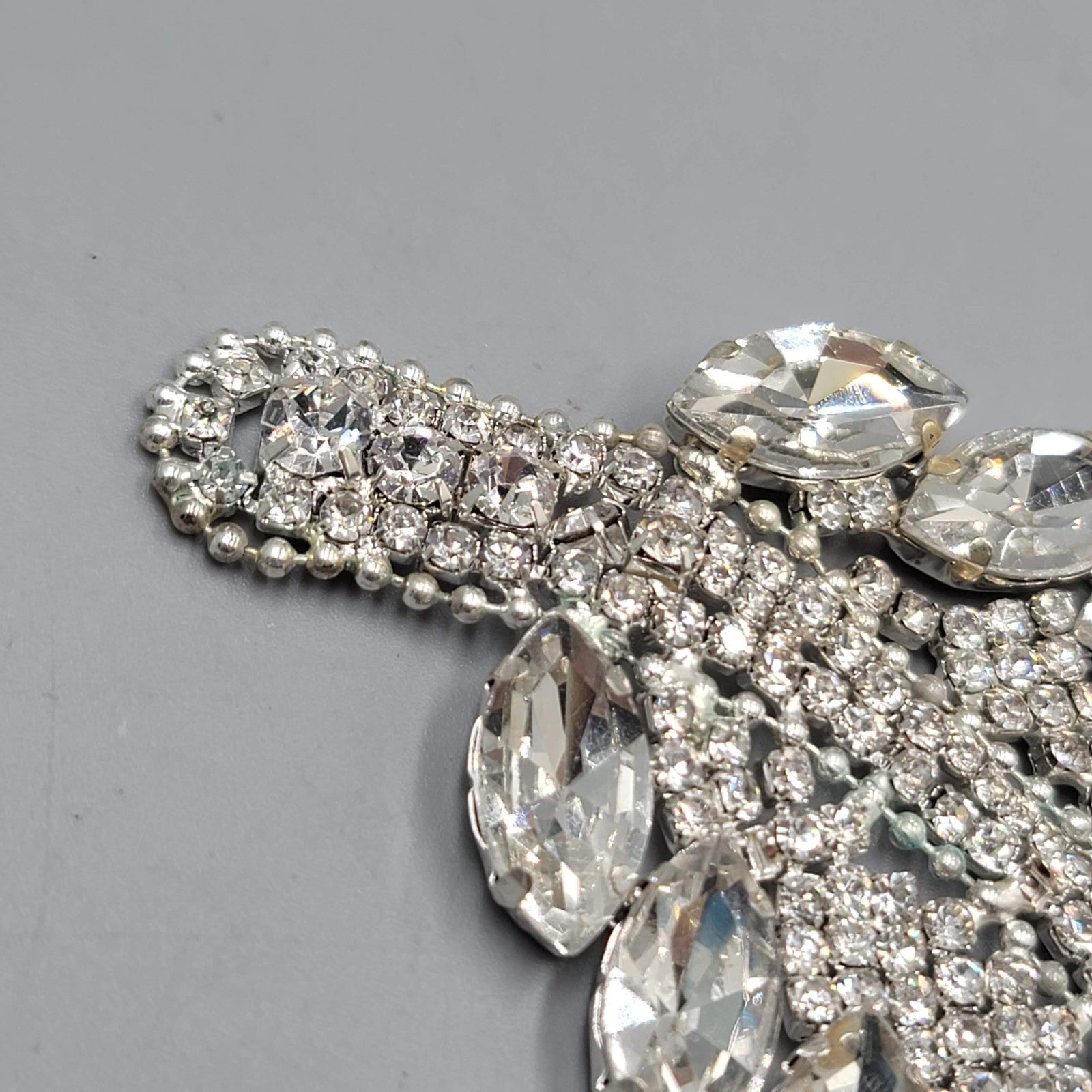 Crystal Rhinestone Applique Leaf 6.5" x 2.25"