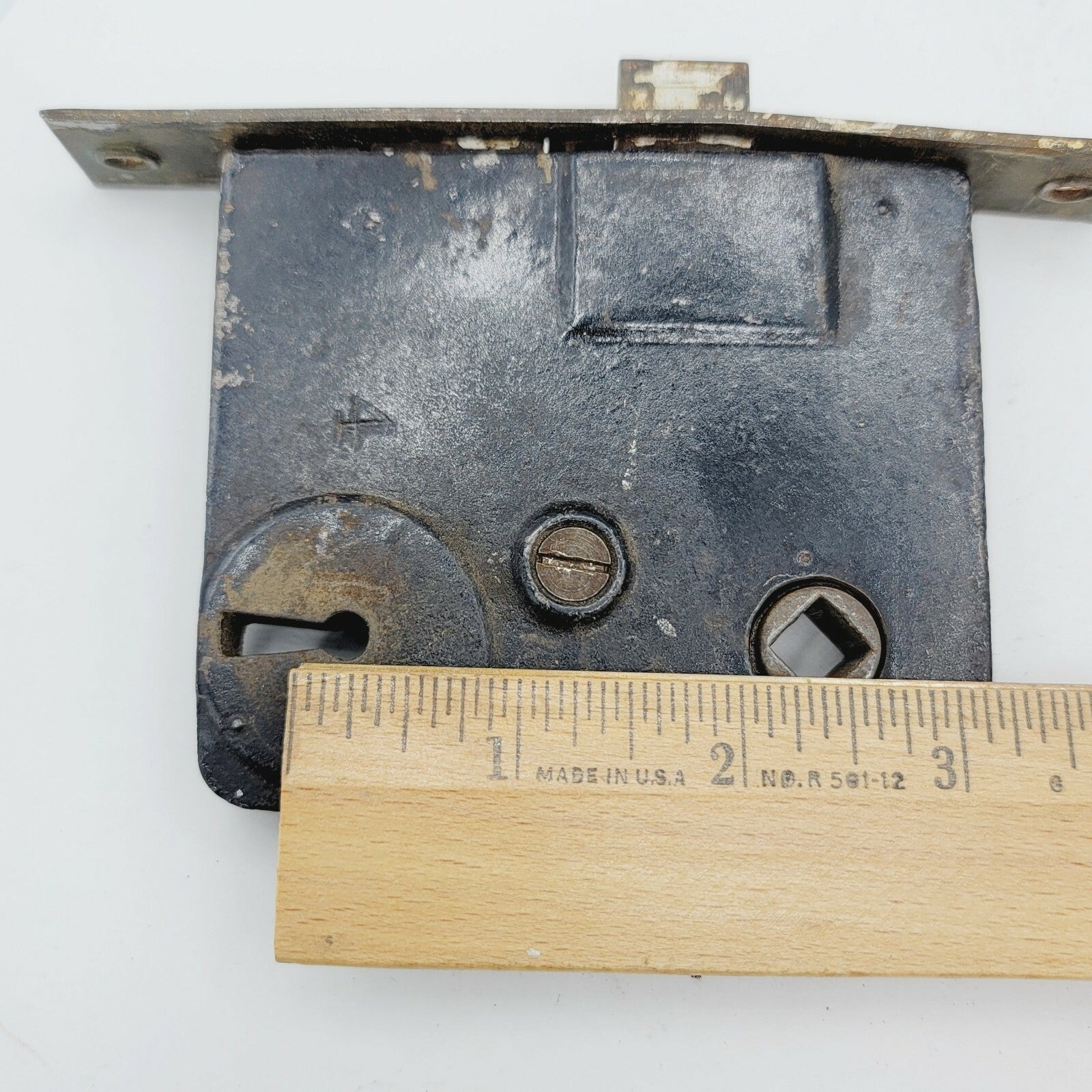 Vintage Cast Iron Door Mortise Lock Salvage Hardware  B120