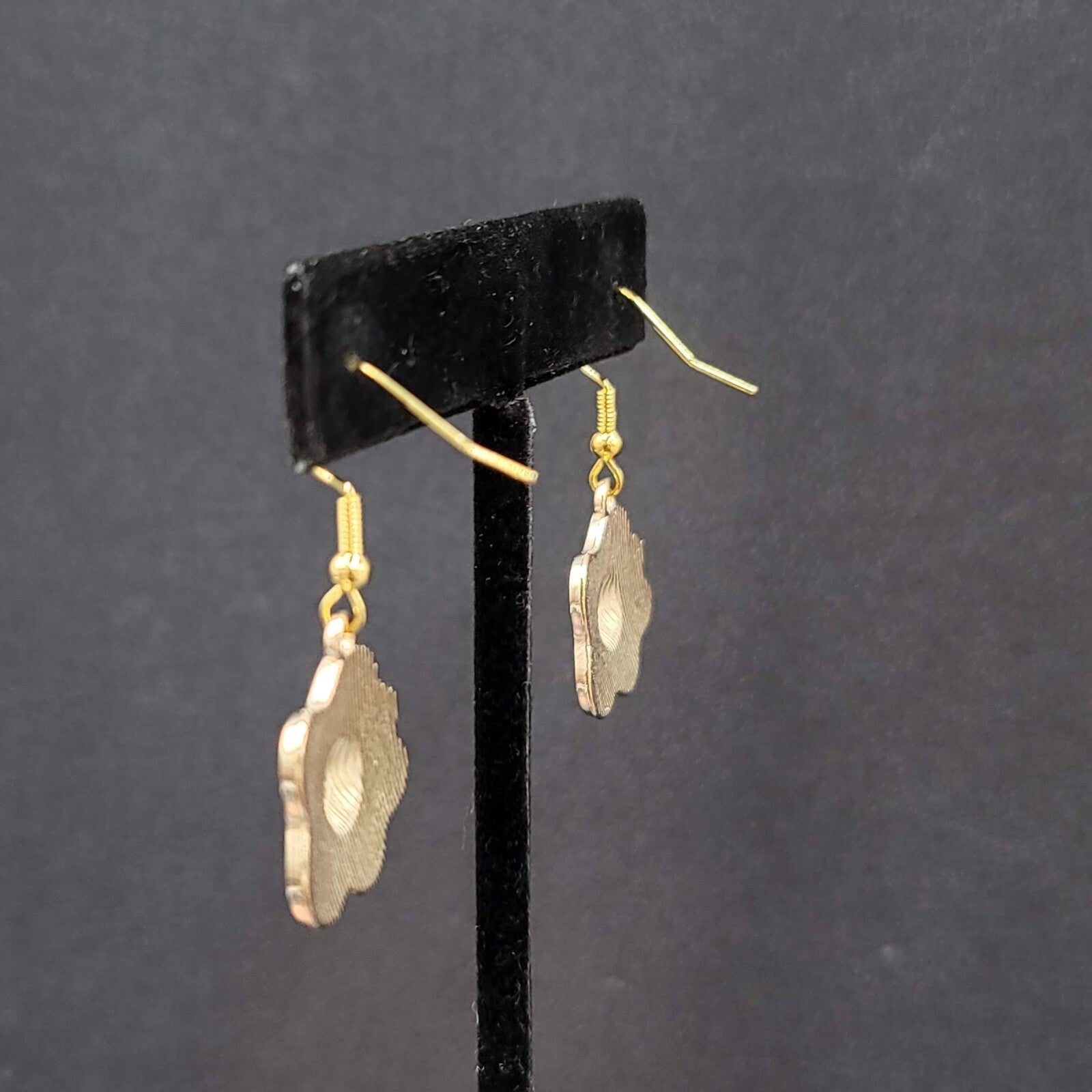 Pierced Earrings Enamel over Metal Gold tone Fried Egg 7/8"