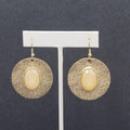 Pierced Earrings Gold tone Sparkle Acrylic Faceted Accent Dangle 1.5"