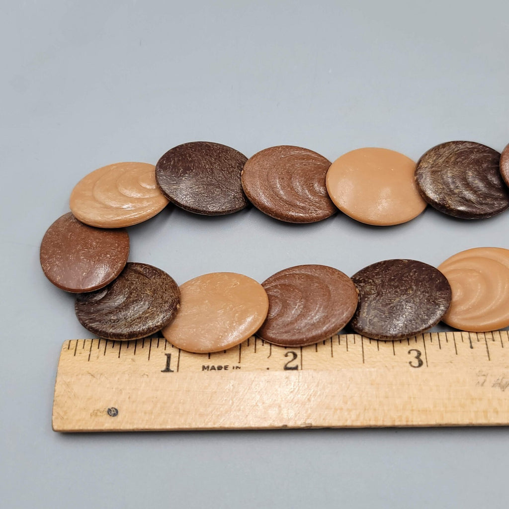 Vintage Necklace Brown Disc Bead Choker 1980s 16"