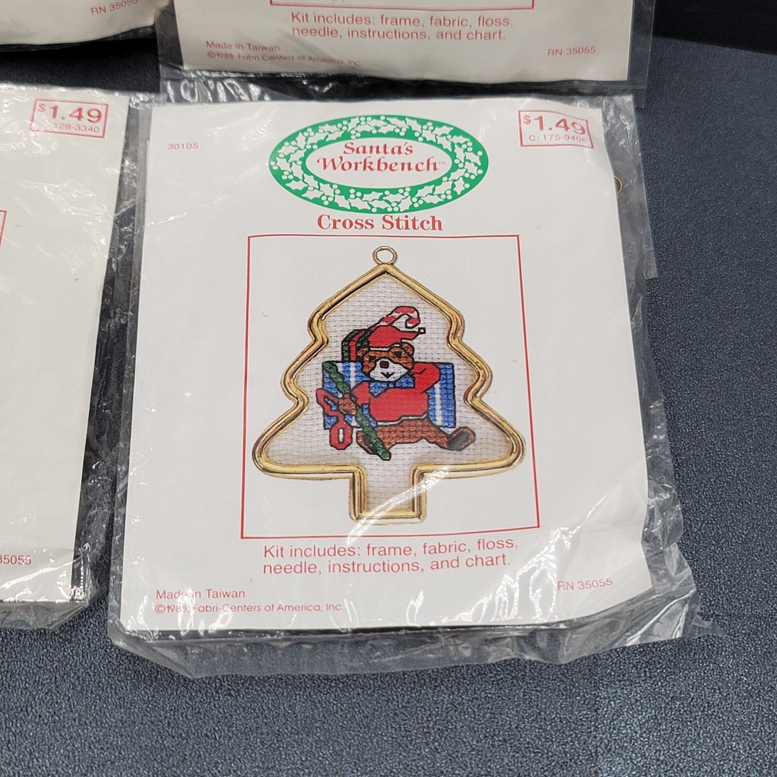 Vintage Santas Workbench Cross Stitch Christmas Ornaments 1988 NOS Lot of 4