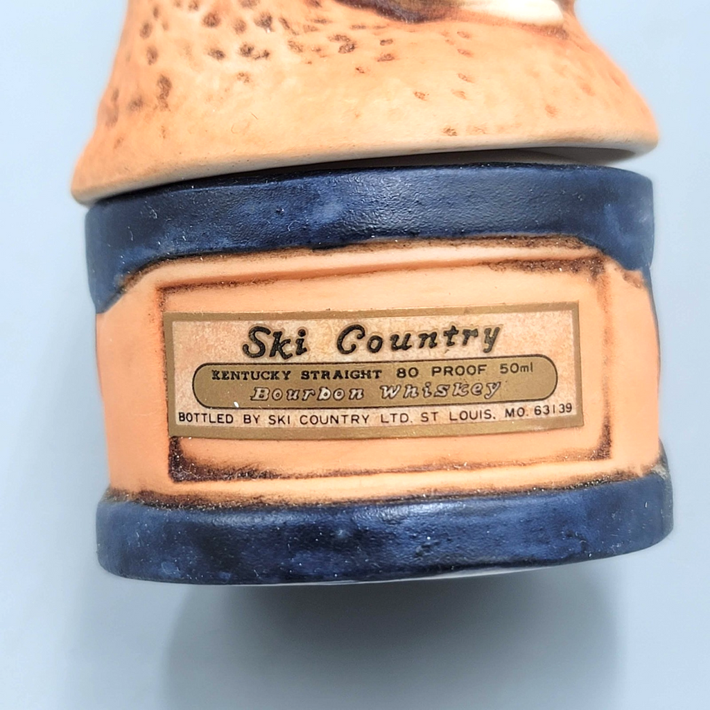 Vintage Ski Country Buffalo Dancer Mini 50ml Bourbon Whiskey Decanter 1980 6.5"