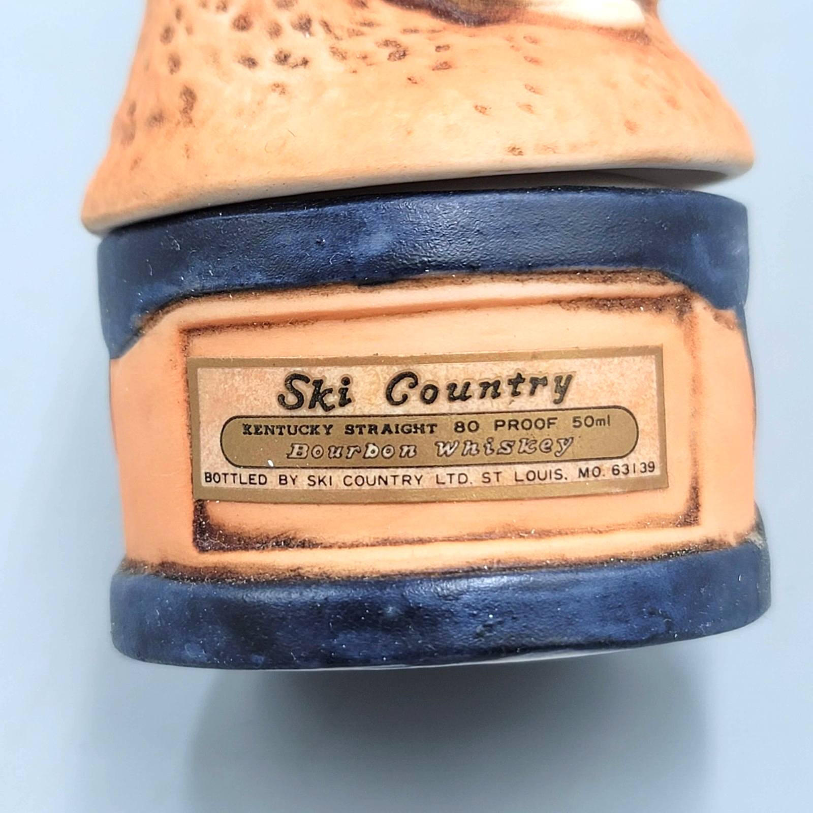 Vintage Ski Country Buffalo Dancer Mini 50ml Bourbon Whiskey Decanter 1980 6.5"
