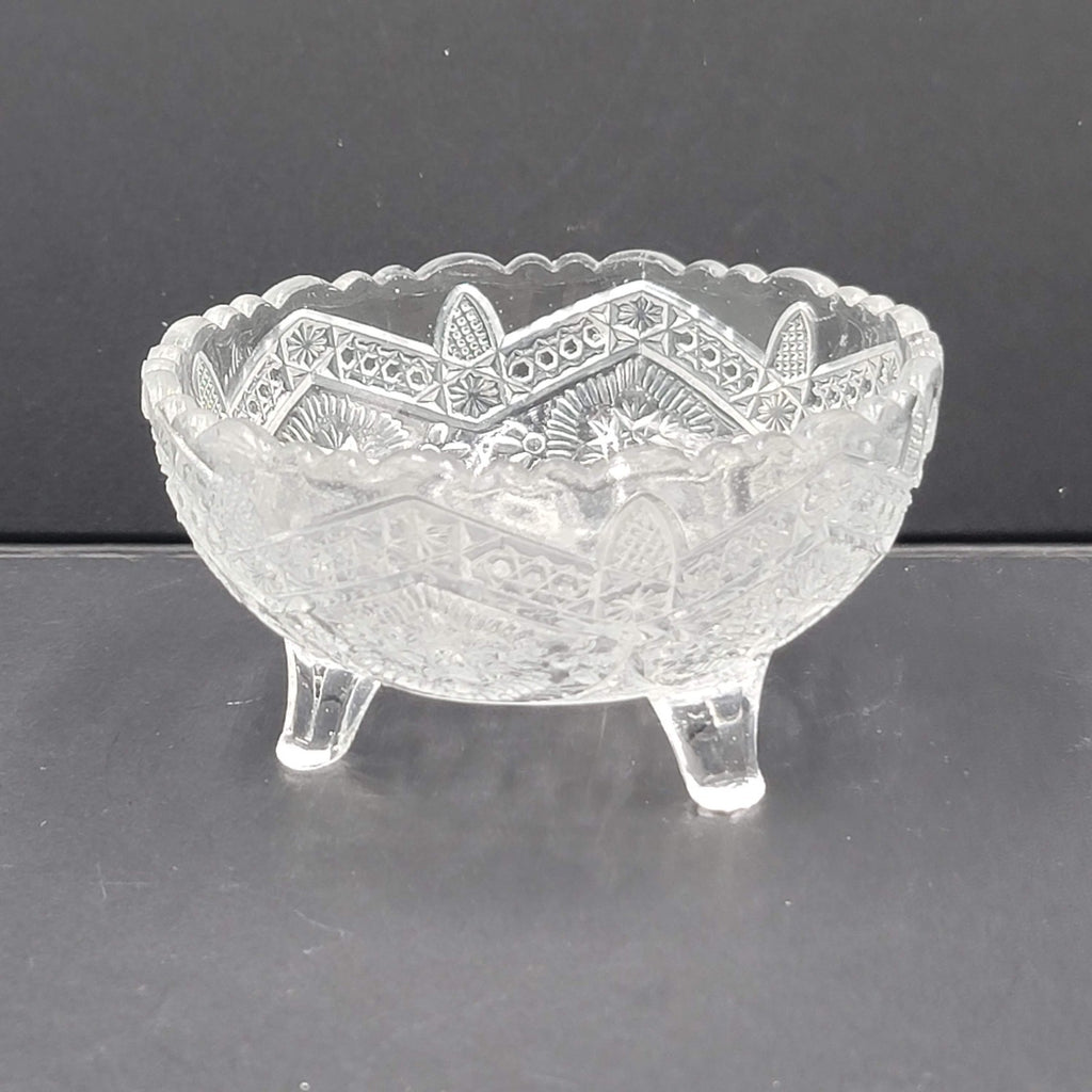 Vintage 3 Footed Bowl Pressed Glass 4" x 2.5"