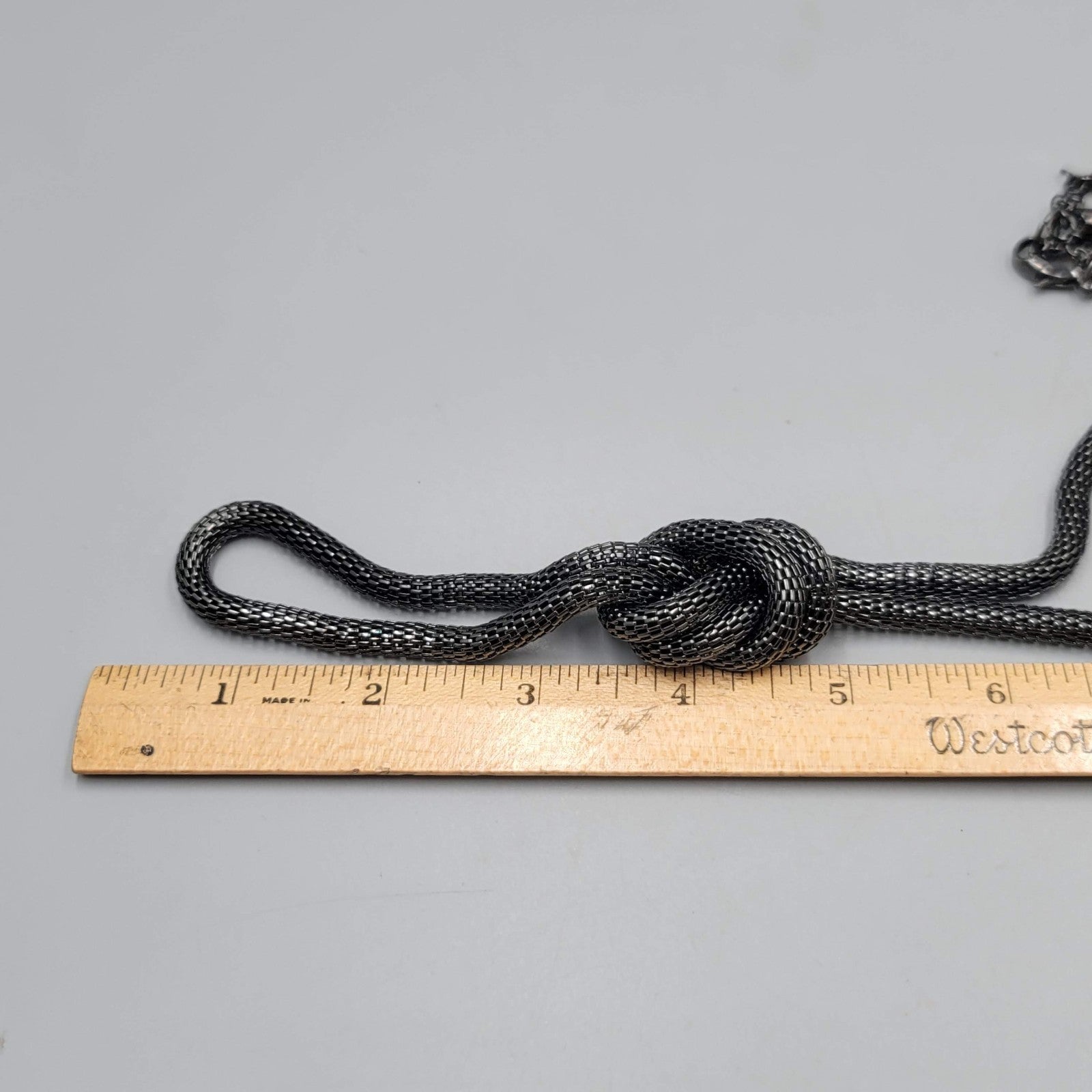 Black Mesh Knot Necklace Statement 24"-28"