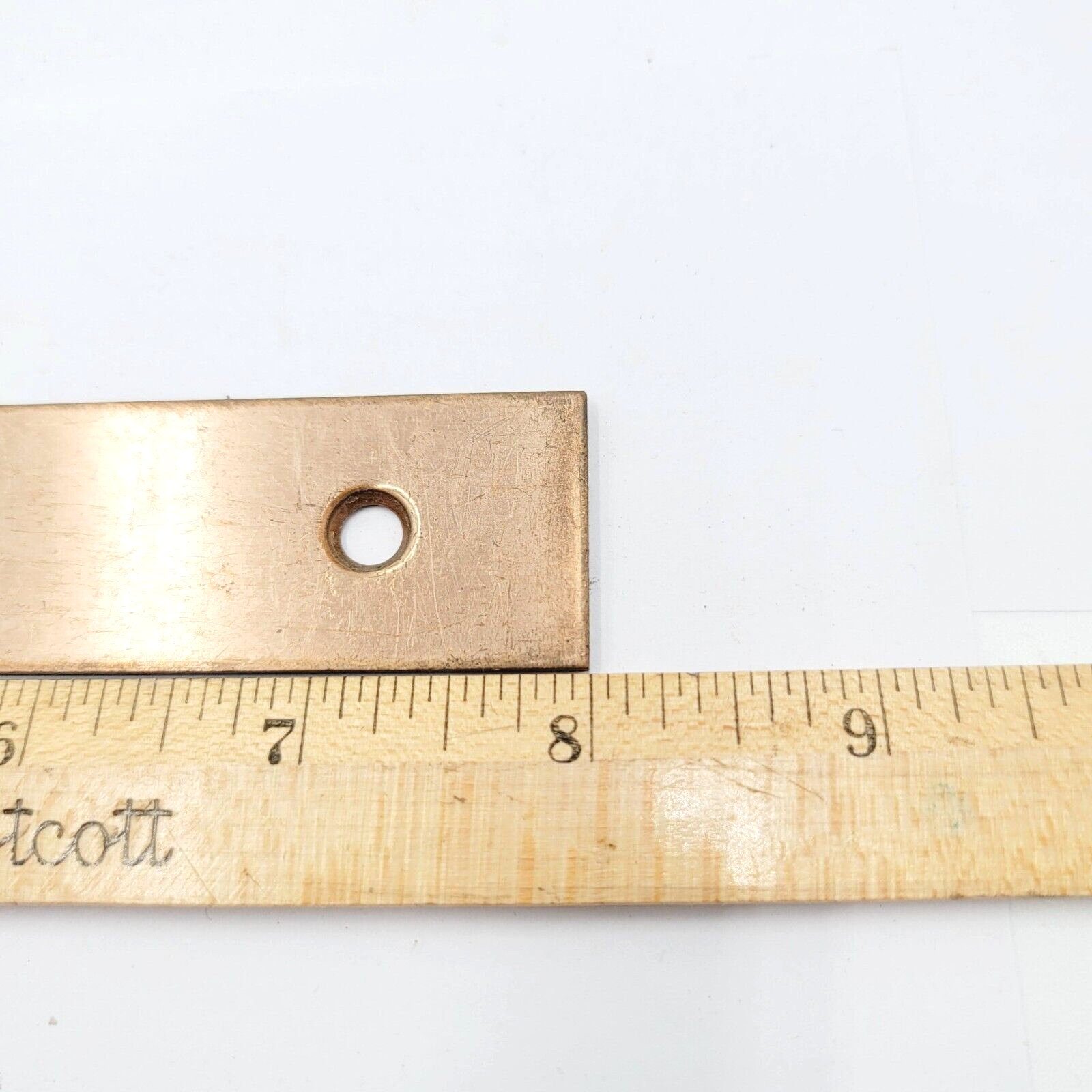 Antique Falcon Brass Door Strike Plate Single Only  Mortise 8" x 1" Reclaimed